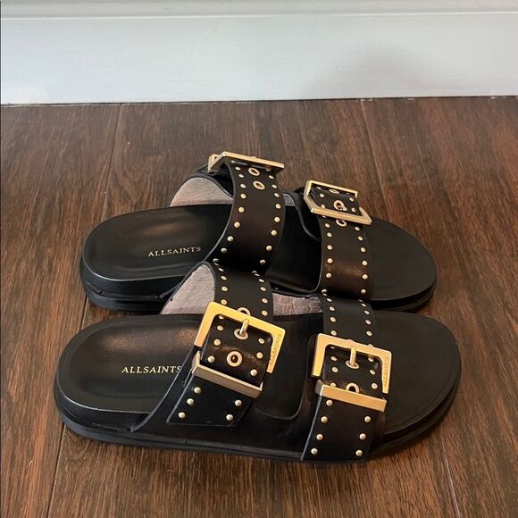 Like New ALL SAINTS Magda Studded Leather Sandals - Picture 5 of 9